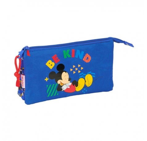 Safta Mickey Mouse Today Portatodo - 3 Compartimentos con Cremalleras - Bolsillo Interior - 0.6L - 220x30x120mm - Color Azul