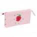 Safta Glowlab Frutitas Portatodo - 3 Compartimentos con Cremalleras - Bolsillo Interior - 0.6L - 220x30x120mm - Color Rosa