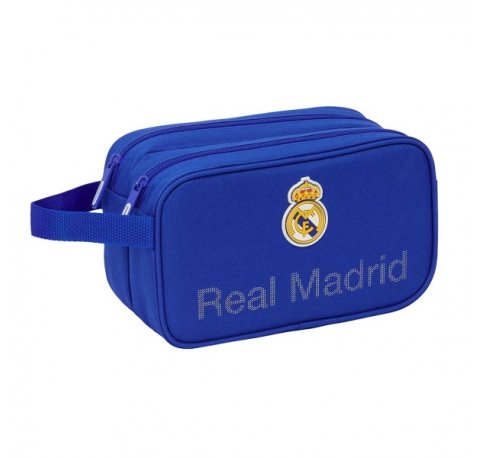 Safta Real Madrid Neceser de 5L - 2 Compartimentos con Cremallera - Asa Lateral - Adapatable a Carro - 260x125x150mm - Color Azul