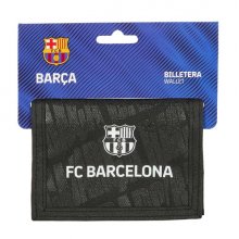 Safta F.C.Barcelona Billetera - Cabecera para Colgar - Cierre con Velcro - Compartimentos Internos - Bolsillo con Cremallera - 125x10x95mm - Color Negro