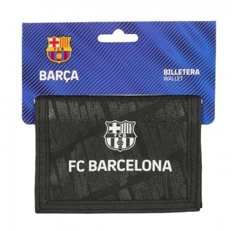Safta F.C.Barcelona Billetera - Cabecera para Colgar - Cierre con Velcro - Compartimentos Internos - Bolsillo con Cremallera - 125x10x95mm - Color Negro