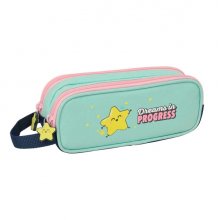 Safta Mr. Wonderful Estrella Portatodo - 2 Compartimentos con Cremallera - Asa Lateral - Capacidad 1L - 21x8x6cm - Color Turquesa Claro