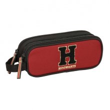 Safta Harry Potter Hogwarts Portatodo - 2 Compartimentos con Cremallera - Asa Lateral - Capacidad 1L - 21x8x6cm - Color Negro y Rojo