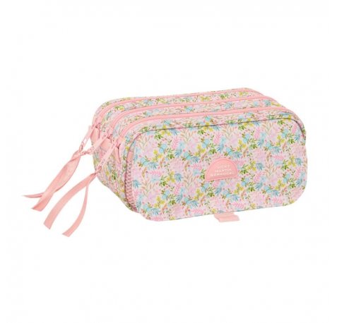 Safta VMB Portatodo - 3 Compartimentos con Cremalleras - Bolsillo Frontal - Cinta Adaptable - 1.72L - 215x80x100mm - Color Rosa