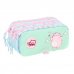 Safta Pembe The Pink Cat Portatodo - 3 Compartimentos con Cremalleras - Bolsillo Frontal - Cinta Adaptable - 1.72L - 215x80x100mm - Color Menta
