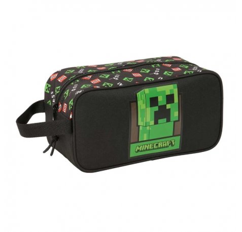Safta Minecraft Zapatillero - Asa Lateral - 6L - Resistente - Facil Transporte - Resistente y Funcional - 290x140x150mm - Color Negro