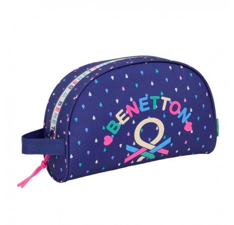Safta Benetton Drop Neceser de 5L - Cremallera - Asa Lateral - Adapatable a Carro - Bolsillo Interior - 280x100x180mm - Color Azul Oscuro