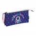 Safta Benetton Drop Portatodo - 3 Compartimentos con Cremalleras - Bolsillo Interior - 0.6L - 220x30x120mm - Color Azul Oscuro