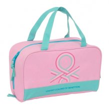 Safta Benetton Dolce Neceser de 8L - Cremallera - Asas de Mano Superiores - Interior Forrado - Bolsillo Interior - Tirador Doble - 310x140x190mm - Color Rosa Pastel