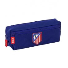 Safta Atletico de Madrid Portatodo - 3 Compartimentos con Cremallera - Goma Elastica - Compacto - 22x8.5x6cm - Color Azul Marino