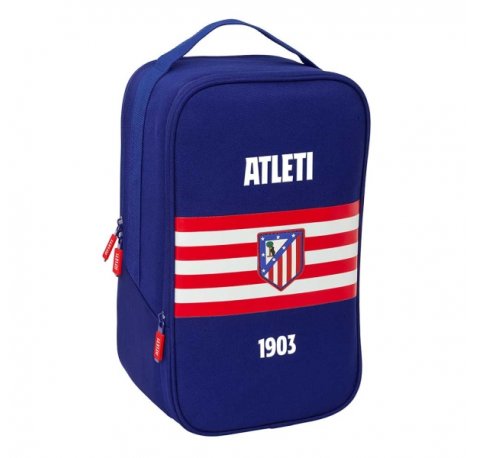 Safta Atletico de Madrid Zapatillero Doble - Bolsillo Interior de Velcro - Compartimento Trasero con Cremallera - Asa de Mano - 21x36x16cm - Color Azul Marino