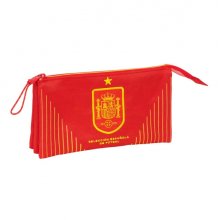 Safta Seleccion EspaÃ±ola de Futbol Portatodo - 3 Compartimentos con Cremalleras - Bolsillo Interior - 0.6L - 220x30x120mm - Color Rojo