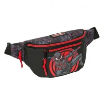 Safta Miles Morales Bolsa de Cintura - Cremallera - Cintas Ajustables - 2.49L - Material Resistente - 230x90x120mm - Color Negro y Rojo