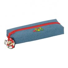 Safta Super Mario Portatodo Rectangular - Goma Elastica Trasera - Cremallera - 22x4x7cm - Color Rojo y Azul