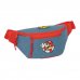 Safta Super Mario Bolsa de Cintura - Cremallera - Cintas Ajustables - Cierre de PVC - Bolsillo Frontal - 23x12x9cm - Color Rojo y Azul