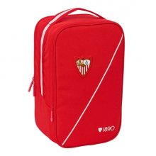Safta Sevilla FC Zapatillero Doble - Bolsillo Interior de Velcro - Compartimento Trasero con Cremallera - Asa de Mano - 21x36x16cm - Color Rojo
