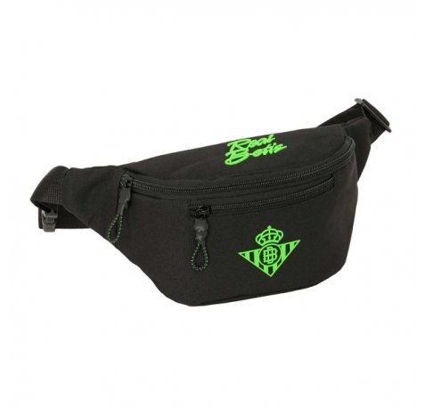 Safta Real Betis Balompie Bolsa de Cintura - Cremallera - Cintas Ajustables - Cierre de PVC - Bolsillo Frontal - 23x12x9cm - Color Negro y Verde