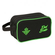 Safta Real Betis Balompie Neceser - 2 Compartimentos con Cremallera - Adaptable a Carro - Asa de Mano Lateral - 26x15x12.5cm - Color Negro y Verde