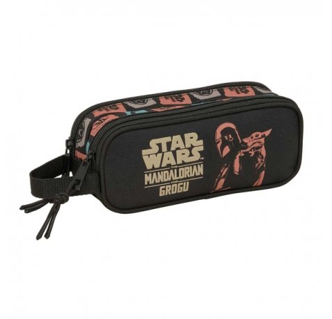 Safta Mandalorian and Grogu Portatodo - 2 Compartimentos con Cremallera - Asa Lateral - Capacidad 1L - 21x8x6cm - Color Negro