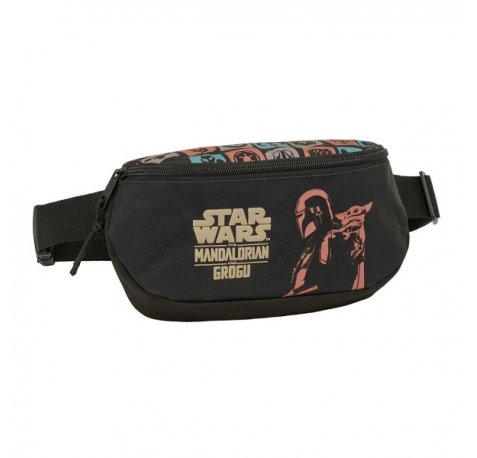 Safta Mandalorian and Grogu Bolsa de Cintura - Cremallera - Cintas Ajustables - Cierre de PVC - 23x14x9cm - Color Negro