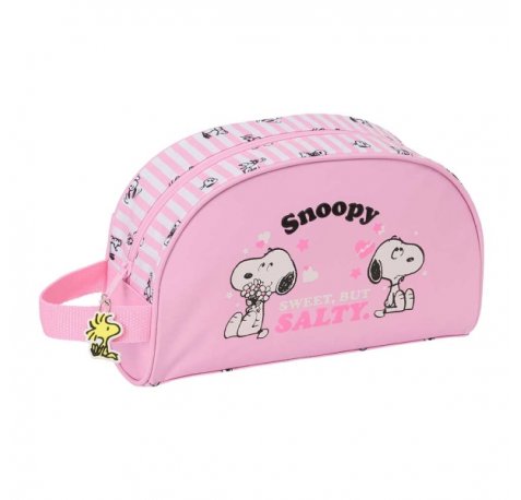 Safta Snoopy Neceser - Adaptable a Carro - Asa de Mano Lateral - Bolsillo Interior con Cremallera - 26x16x9cm - Color Rosa