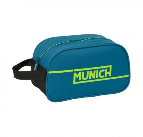Safta Munich Land Neceser de 5L - Cremallera - Asa Lateral - Adapatable a Carro - 260x120x150mm - Color Azul Oscuro