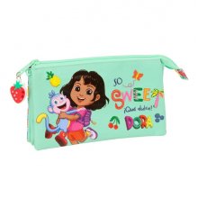 Safta Dora Portatodo - 3 Compartimentos con Cremalleras - Bolsillo Interior - 0.6L - 220x30x120mm - Color Menta