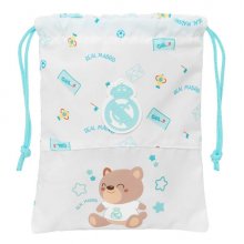 Safta Real Madrid Preescolar Saquito para Merienda - Cierre con Cordon - Compacto - 20x25cm - Color Blanco