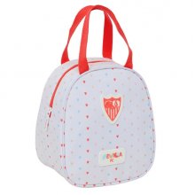 Safta Sevilla FC Bolsa Preescolar Isotermica - Asa de Mano - Cremallera - 19x22x14cm - Color Blanco y Rojo