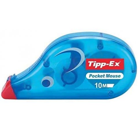 Tipp-Ex Pocket Mouse Cinta Correctora 4.20mm x 10m - Resistente - Escritura Instantanea - Capuchon Protector (10 uds)