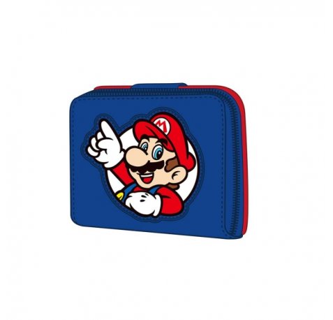 Safta Super Mario Monedero con Billetera - Compartimento para Billetes y Tarjetas - Cierre Magnetico - Compartimento para Monedas - 0.10L - 110x20x95mm - Color Rojo y Azul