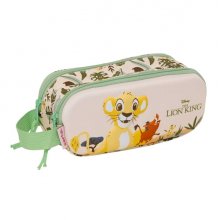 Safta el Rey Leon Portatodo 3D - 2 Compartimentos con Cremallera - Asa Lateral - Capacidad 1L - 21x8x6cm - Color Melocoton Claro