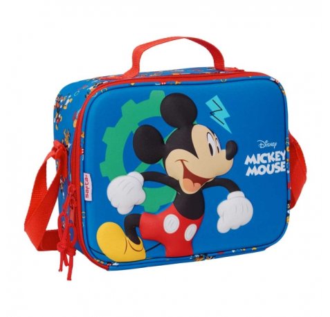 Safta Mickey Mouse Bolsa Isotermica Porta Alimentos - Frontal 3D - Cremallera - Bandolera Ajustable - Asa de Mano - 25x19.5x9cm - Color Azul Oscuro