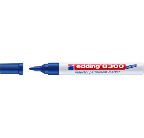 Edding 8300 Rotulador Permanente Industrial - Punta Redonda 1.5-3mm - Tinta Resistente al Desgaste, Roce y Luz - Color Azul (10 uds)