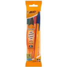 Bic Orange Original Fine Pack de 4 Boligrafos de Bola - Punta Redonda de 0.8mm - Trazo de 0.3mm - Tinta con Base de Aceite - Cuerpo Naranja - Colores Surtidos