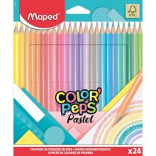 Maped ColorÂ´Peps Pastel Pack de 24 Lapices de Colores Triangulares - Mina Suave - Madera Certificada FSC - Colores Pastel Surtidos