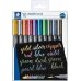 Staedtler Pack de 10 Rotuladores Permanentes - Punta Pincel - Trazo 1-2mm aprox. - Capuchon con Clip - Colores Metalicos Surtidos