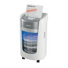 Leitz IQ OptiMax Home Office 225 Destructora de Papel Manual DIN P5 - Destruye hasta 6 Hojas - Tiempo de Funcionamiento Continuo 20m - Papelera de 15L con Tecnologia de Giro - Color Blanco/Gris
