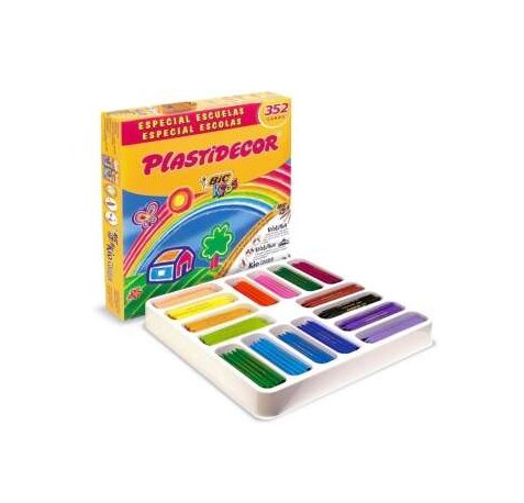 Bic Kids Plastidecor Caja de 352 Lapices de Cera - Extraresistentes - Facil de Sacar Punta - No Mancha