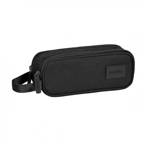 Safta Basic Portatodo - 2 Compartimentos con Cremalleras - Asa Lateral - 1L - 210x60x80mm - Color Negro