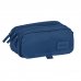 Safta Basic Portatodo - 3 Compartimentos con Cremalleras - Bolsillo Frontal - Cinta Adaptable - 1.72L - 215x80x100mm - Color Azul Marino