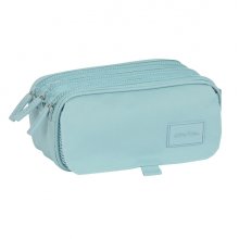 Safta Basic Portatodo - 3 Compartimentos con Cremalleras - Bolsillo Frontal - Cinta Adaptable - 1.72L - 215x80x100mm - Color Turquesa