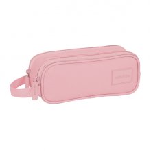 Safta Basic Portatodo - 2 Compartimentos con Cremalleras - Asa Lateral - 1L - 210x60x80mm - Color Rosa