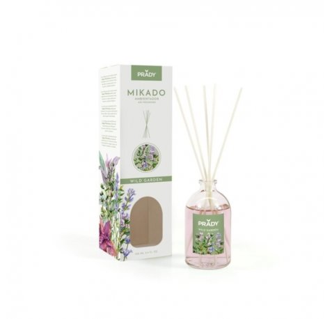 Prady Ambientador Mikado Wild Garden - Frasco de Cristal 100 ml y Varitas Difusoras
