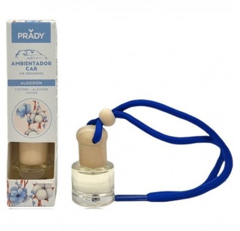 Prady Ambientador Coche Algodon - Frasco de Cristal 6 ml y Cuerda para Espejo Retrovisor