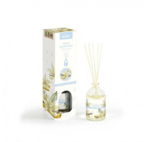Prady Ambientador Mikado Vainilla Toscana - Frasco de Cristal 100 ml y Varitas Difusoras