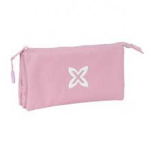 Safta Munich Basicos Portatodo - 3 Compartimentos con Cremalleras - Bolsillo Interior - 0.6L - 220x30x120mm - Color Rosa