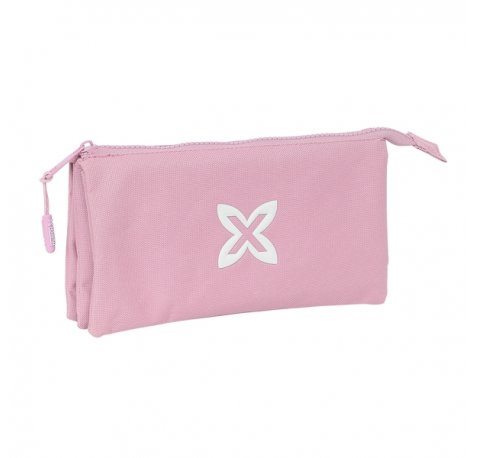 Safta Munich Basicos Portatodo - 3 Compartimentos con Cremalleras - Bolsillo Interior - 0.6L - 220x30x120mm - Color Rosa