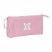 Safta Munich Basicos Portatodo - 3 Compartimentos con Cremalleras - Bolsillo Interior - 0.6L - 220x30x120mm - Color Rosa