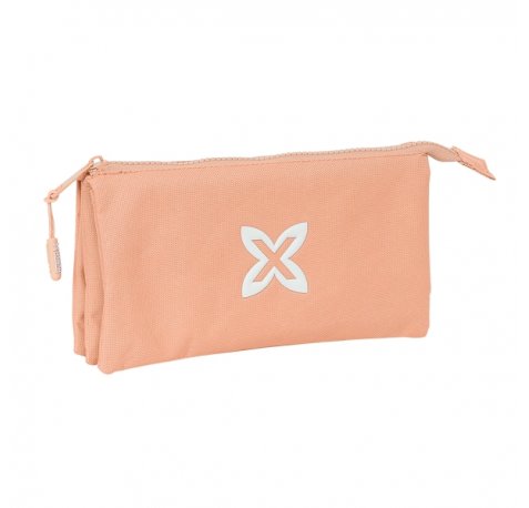Safta Munich Basicos Peach Portatodo - 3 Compartimentos con Cremalleras - Bolsillo Interior - 0.6L - 220x30x120mm - Color Naranja